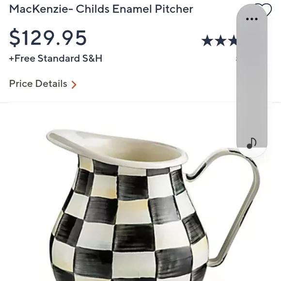 MacKenzie-Childs Black and White Enamel Pitcher - Picture 1 of 4
